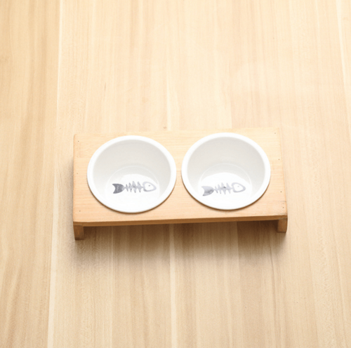 Bamboo & Ceramic Pet Feeder