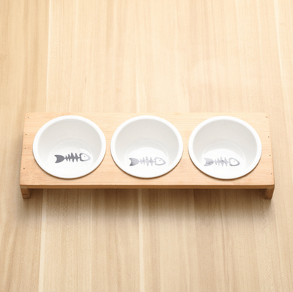 Bamboo & Ceramic Pet Feeder